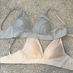 Elegant Lace Bralette Set - Gray and Cream